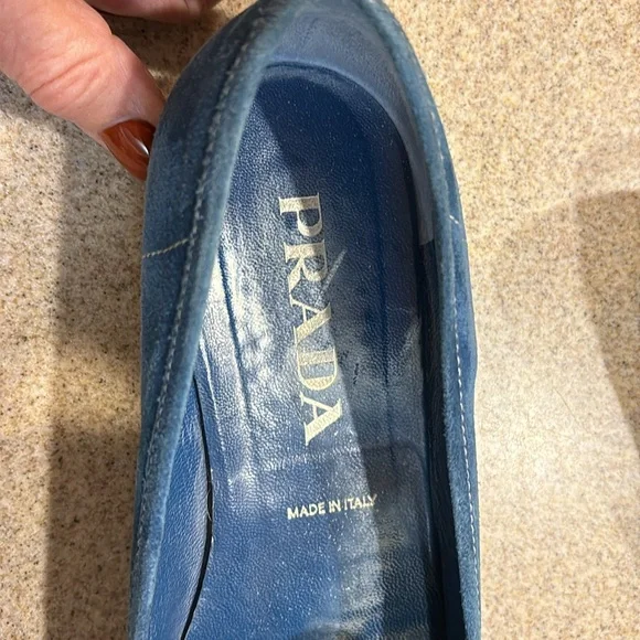 Prada Women’s Peacock Blue Suede Loafers - Picture 5 of 7